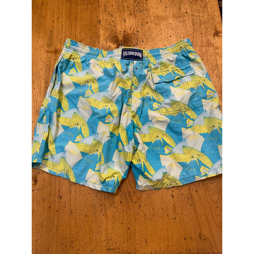 Vilebrequin Moorea XXL Swim Trunks Blue Yellow Sail Print Board Shorts Mens